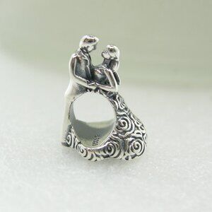 Bridal couple sterling silver slider charm